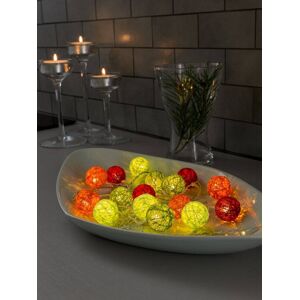 KONSTSMIDE LED-Lichterkette "Weihnachtsdeko", bunt, Dioden 16 St. Flammen 16 St., Kabellänge 3m x Gesamtlänge 6m, Lichterketten, LED Dekolichter, bunte Baumwollkugeln, klein, 16 warm weiße Dioden