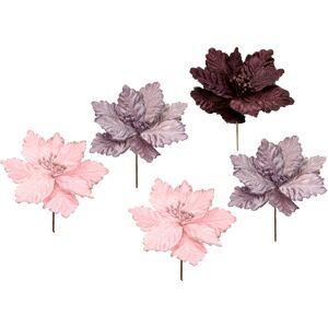 Kunstblume I.GE.A. "Poinsettia", rosa (silberfarben, creme, dunkelrot, altrosa, rosa), B:18cm H:21cm L:18cm, Obermaterial: 95% Polyester, 5% Kunststoff, Kunstpflanzen, Kunstblume, Dekoblume, 5er Set