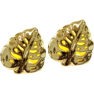 Dekofigur I.GE.A. "LED-Deko Blatt aus Keramik", gold, B:13cm H:12cm, Keramik, Dekofiguren, Deko-Objekt Statue Geschenkidee 2er Set, silber