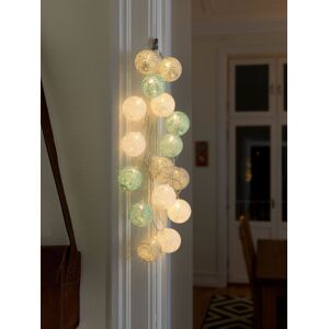 KONSTSMIDE LED-Lichterkette "Weihnachtsdeko", bunt, Dioden 16 St. Flammen 16 St., Kabellänge 3m x Gesamtlänge 6m, Lichterketten, LED Dekolichter, hellblaue/graue/weiße Baumwollkugeln, groß, 16 Dioden
