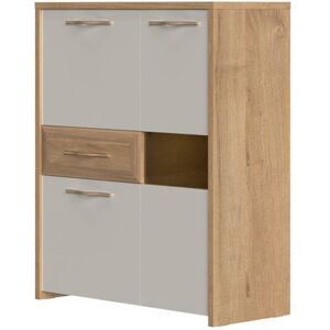 Hochkommode HOME AFFAIRE "Gala" Sideboards Gr. B/H/T: 96 cm x 115 cm x 41 cm, 1, beige (beige, pacific walnuss decor) Home Affaire UV lackiert, kratzfest, hochglänzend, mit Beleuchtung