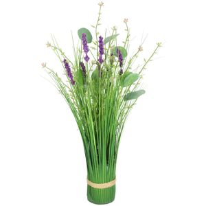Kunstpflanze I.GE.A. "Künstlicher Grasbund mit Blüten", lila (violett), B:15cm H:45cm L:15cm, Kunststoff, Kunstpflanzen, Grasbusch Deko Kunstblumen Kunstgras Grünpflanze Gräser Sträucher