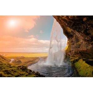 PAPERMOON Fototapete "Amazing Waterfall Iceland" Tapeten Gr. B/L: 3 m x 2,23 m, Bahnen: 6 St., bunt (mehrfarbig) Fototapeten