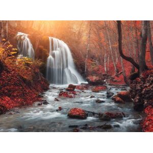 PAPERMOON Fototapete "Mountain Sunset Waterfall" Tapeten Gr. B/L: 3 m x 2,23 m, Bahnen: 6 St., bunt (mehrfarbig) Fototapeten