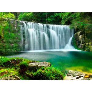 PAPERMOON Fototapete "Emerald Lake Waterfalls" Tapeten Gr. B/L: 3 m x 2,23 m, Bahnen: 6 St., bunt (mehrfarbig) Fototapeten