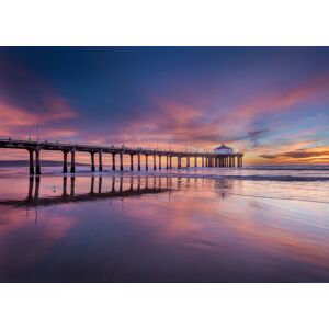 PAPERMOON Fototapete "Pier at Sunset" Tapeten Gr. B/L: 3 m x 2,23 m, Bahnen: 6 St., bunt (mehrfarbig) Fototapeten