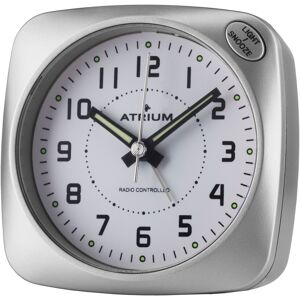 Funkwecker ATRIUM, silber (silberfarben), Wecker, Quarzwecker, schleichende Sekunde, Schlafzimmer, Snooze