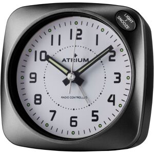 Funkwecker ATRIUM, schwarz, Wecker, Quarzwecker, schleichende Sekunde, Schlafzimmer, Snooze