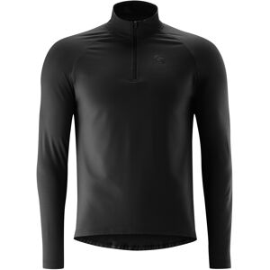 Radtrikot GONSO "Essential Jersey Longsleeve M", Herren, Gr. L, schwarz, 86% Polyester; 14% Elastan, hoch geschlossener Ausschnitt, Langarm, Trikots, Herren Fahrradtrikot langarm, Midlayer Trikot