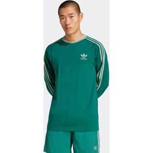 Langarmshirt ADIDAS ORIGINALS "3-STRIPES LS T", Herren, Gr. L, grün (collegiate grün), Jersey, Obermaterial: 100% Baumwolle, sportlich, Rundhals, Langarm, Shirts