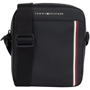 Mini Bag TOMMY HILFIGER "TH PIQUE PU MINI REPORTER" Gr. B/H/T: 20 cm x 16 cm x 2,5 cm, schwarz Damen Taschen Herrenschultertasche Tasche Herren Umhängetasche