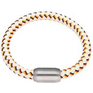 Armband JACQUES CHARREL "weiß, geflochten, in Deutschland-Optik mit Magnetverschluß", Damen, Gr. 21cm, Edelstahl, bunt (mehrfarbig), Armbänder