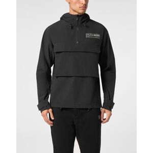 Kapuzensweatjacke PLEIN SPORT "Sweatjacke mit Kapuze", Herren, Gr. 4XL, schwarz (02, schwarz), Obermaterial: 89% Polyamid, 11% Elasthan; Futter: 100% Polyester, Sweatjacken Zip-Hoodie
