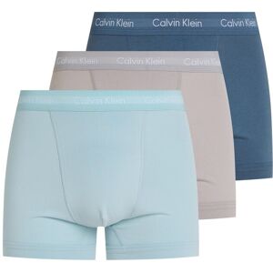 Trunk "TRUNK 3PK", Herren, Gr. M (50), ash, vintage indigo, sterling blau, Jersey, Obermaterial: 95% Baumwolle, 5% Elasthan, CALVIN KLEIN UNDERWEAR, körpernah, Unterhosen, mit Calvin Klein Logo-Elastikbund (3 Stück)