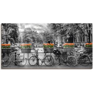 Wandbild ARTLAND "Amsterdam Herengracht I" Bilder Gr. B/H: 100 cm x 50 cm, Leinwandbild Fahrräder, 1 St., schwarz Kunstdrucke als Leinwandbild, Poster, Wandaufkleber in verschied. Größen