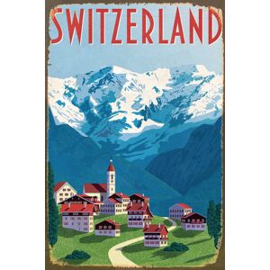 Metallbild QUEENCE "SWITZERLAND 2.0", bunt (farbe bild(er): bunt), B:20cm H:30cm T:0,5cm, Metall, Stahl, Bilder, Blechschilder
