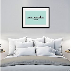 Bild QUEENCE "München Skyline" Bilder Gr. B/H: 70 cm x 50 cm, Wandbild Städte Querformat, 1 St., blau Kunstdrucke