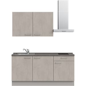 Küchenzeile NOBILIA ""Riva I"", grau (front: betongrau nachbildung, korpus: steingrau, arbeitsplatte: beton schiefergrau nachbildung), B:180,3cm H:216,6cm T:60cm, Komplettküchen-Sets, vormontiert, Ausrichtung wählbar, Breite 180 cm, wahlw. mit E-Geräten