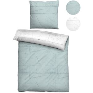 Wendebettwäsche BIBERNA "0614509", blau (ciel), B/L: 155cm x 200cm, Mako-Satin, B/L: 80cm x 80cm, Mako-Satin, Obermaterial: 100% Baumwolle, Bettwäsche, feiner Glanz + weicher Griff, pflegeleicht, ganzjährig einsetzbar, RV