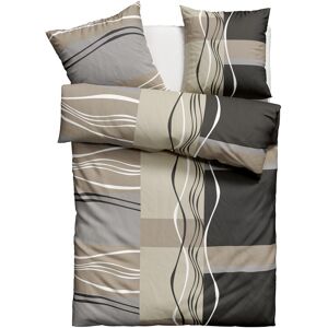 Bettwäsche MY HOME "Kelian in Gr. 135x200 oder 155x220 cm", beige (beige, grau), B/L: 135cm x 200cm, Polycotton, B/L: 80cm x 80cm, Polycotton, Obermaterial: 50% Baumwolle, 50% Polyester, Bettwäsche, in verschiedenen Qualitäten, gemusterte Bettwäsche