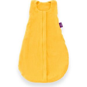 Babyschlafsack TRÄUMELAND "Sommerschlafsack LIEBMICH Baumwollmusselin, in den Größen 60-110" Gr. L: 110 cm, gelb (senfgelb) Baby Schlafsäcke Babyschlafsäcke