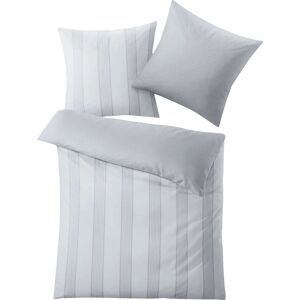 Wendebettwäsche KLEINE WOLKE "Lina", grau (silbergrau), B/L: 155cm x 220cm, Mako-Satin, B/L: 80cm x 80cm, Mako-Satin, Obermaterial: 100% Baumwolle, Bettwäsche, im eleganten Streifendesign