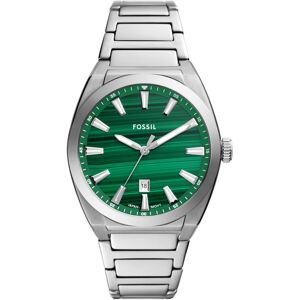 Quarzuhr FOSSIL "EVERETT" Armbanduhren silberfarben, grün Herren Uhren Armbanduhr, Herrenuhr, Datum, analog