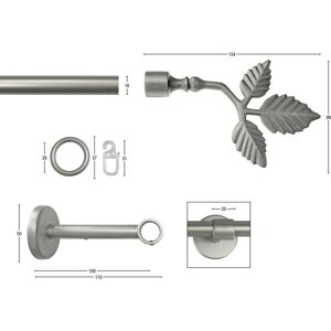 Gardinenstange GARESA "RUSTIKA" Gardinenstangen Gr. L: 430 cm Ø 16 mm, 1 läufig, silberfarben (mattchromfarben) Gardinenstangen Deckenmontage rustikale Vorhanggarnitur, verlängerbar, m. Ringe, Endk. Blatt