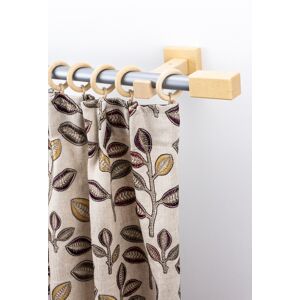 Gardinenstange GARESA "CUBUS", beige (natur, chromfarben), L:390cm Ø:20mm, Metall, Holz, Gardinenstangen, Vorhanggarnitur, verlängerbar, Endknopf eckig, mit Ringe