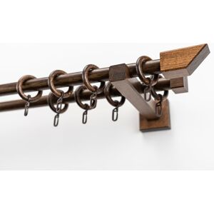 Gardinenstange GARESA "CUBUS", braun (nussbaum), L:270cm Ø:20mm, Holzwerkstoff, Gardinenstangen, Vorhanggarnitur, verlängerbar, Endknopf abgeschrägt, mit Ringe