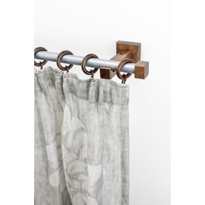 Gardinenstange GARESA "CUBUS", braun (mattchromfarben, nussbaum), L:300cm Ø:20mm, Metall, Holz, Gardinenstangen, Vorhanggarnitur, verlängerbar, Endkappe, mit Ringe