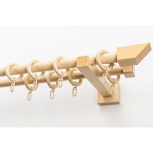 Gardinenstange GARESA "CUBUS", beige (natur), L:350cm Ø:20mm, Holzwerkstoff, Gardinenstangen, Vorhanggarnitur, verlängerbar, Endknopf abgeschrägt, mit Ringe