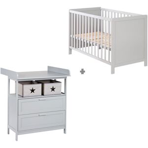 Babymöbel-Set ROBA "Hamburg" Gr. Kinderbett & Wickelkommode mit 2 Schubladen, B/H: 60 cm x 120 cm, grau (taupe) Baby Schlafzimmermöbel-Sets Baby-Bettsets mit Kinderbett und Wickelkommode 2 Schubladen