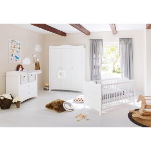 Babyzimmer-Komplettset PINOLINO "Florentina" weiß Baby Schlafzimmermöbel-Sets Komplett-Babybetten breit groß; mit Kinderbett, Schrank und Wickelkommode; Made in Europe