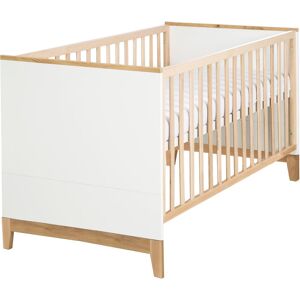 Babybett ROBA "Kombi-Kinderbett Finn mit Standfüßen" Gr. Liegefläche B/L: 70 cm x 140 cm, kein Härtegrad, weiß (weiß, goldeiche) Baby Babybetten Gitterbetten