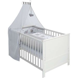 Komplettbett ROBA "Jumbo twins grau, 70x140 cm" Gr. Liegefläche B/L: 70 cm x 140 cm, kein Härtegrad, weiß Baby Babybetten inklusive Kinderbettausstattung, zum Juniorbett umbaubar