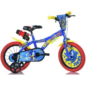 Kinderfahrrad DINO "Sonic" Gr. 30, blau, Fahrräder, Kinder, 30cm, 16 Zoll (40,64cm), mit Stützrädern, Trinkflasche und Frontschild