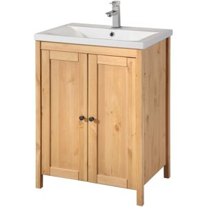 Waschtisch WELLTIME "Sylt", beige (natur, natur), B:60cm H:84cm T:46cm, Massivholz, Waschtische, Aus massiver Kiefer