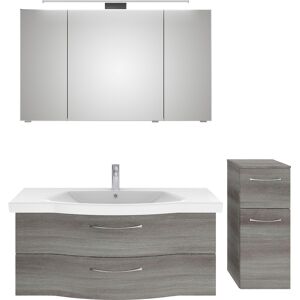 Badmöbel-Set SAPHIR "6005 Sprint 3-teilig, Keramik-Waschtisch mit LED-Spiegelschrank" Kastenmöbel-Sets Gr. B/H/T: 152 cm x 200 cm x 51,5 cm, 1 Keramikwaschtisch weiß-1 Waschtischunterschrank mit 2 Auszügen-1 Spiegelschrank mit 3 Drehtüren-1 LED-Aufsatzleu