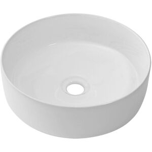 Aufsatzwaschbecken WELLTIME "Biella", weiß, H:24cm Ø:46cm, Keramik, Waschtische, mit Überlauf, rund, 46 cm, Durchmesser