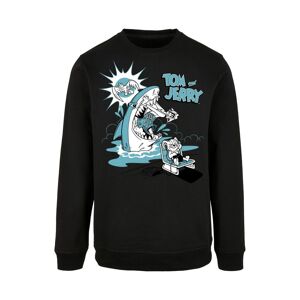 Rundhalspullover F4NT4STIC "F4NT4STIC Herren Tom And Jerry Summer Shark with Basic Crewneck" Gr. L, schwarz (black) Herren Pullover Rundhalspullover