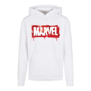 Rundhalspullover F4NT4STIC "F4NT4STIC Herren Marvel Spray Logo with Basic Hoody" Gr. L, weiß (white) Herren Pullover Rundhalspullover