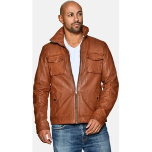 Bikerjacke JCC "3102101BI", Herren, Gr. 48, braun (cognac), Obermaterial: 100% Leder Lamm; Futter: 100% Baumwolle; Ärmelfutter: 100% Polyester, mit Knopf, Jacken