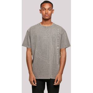 T-Shirt F4NT4STIC "Ahoi Anker Outlines", Herren, Gr. S, grau (asphalt), Obermaterial: 100% Baumwolle, casual, oversize, Rundhals, Kurzarm ohne Bündchen, Shirts, Print