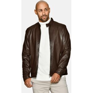 Bikerjacke JCC "31020355", Herren, Gr. 58, braun, Obermaterial: 100% Leder, Lamm; Futter: 100% Baumwolle; Ärmelfutter: 100% Polyester, mit Knopf, Jacken