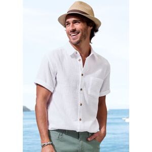 Kurzarmhemd BEACHTIME "Regular fit", Herren, Gr. XXXL (47/48), N-Gr, weiß, Web, Obermaterial: 100% Baumwolle, unifarben, casual, regular fit, ohne Ausschnitt, Kurzarm abgesteppte Kante, Hemden, Kurzarm, Freizeithemd aus Musselin-Ware