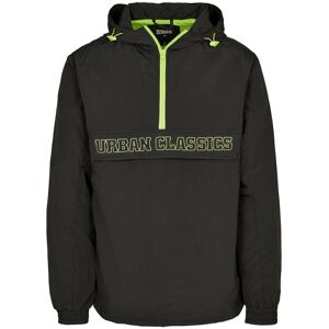 Anorak URBAN CLASSICS "Urban Classics Herren Contrast Pull Over Jacket", Herren, Gr. L, grün (schwarz, electriclime), 100% Polyamid, mehrfarbig, casual, normal, ohne Ausschnitt, Langarm, Jacken
