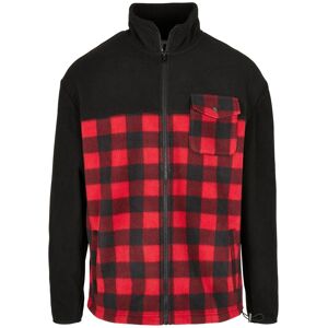 Winterjacke URBAN CLASSICS "Urban Classics Herren Patterned Polar Fleece Track Jacket", Herren, Gr. M, rot (schwarz, rotcheck), 100% Polyester, kariert, klassisch, normal, ohne Ausschnitt, Langarm, Jacken