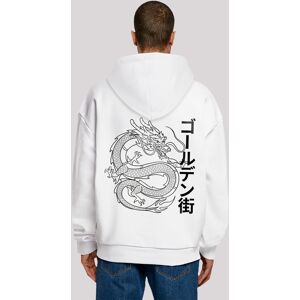 Kapuzenpullover F4NT4STIC "Drache Golden Gai", Herren, Gr. M, weiß, Obermaterial: 100% Baumwolle, casual, oversize, Langarm, Pullover, Print