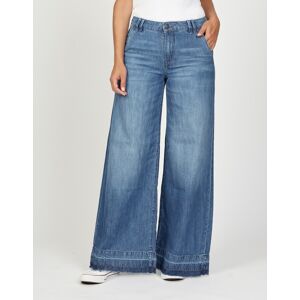 Weite Jeans GANG "94MONA", Damen, Gr. 26, N-Gr, simple midblau, Denim/Jeans, Obermaterial: 100% Baumwolle, casual, weit lang, Jeans, mit weitem Bein und offenen Saumabschluss